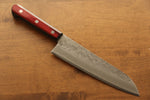 Seisuke Acier argenté NO.3 Nashiji Santoku  180mm Bois de pakka rouge Manipuler - japanny-FR