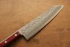 Seisuke Acier argenté NO.3 Nashiji Santoku  180mm Bois de pakka rouge Manipuler - japanny-FR