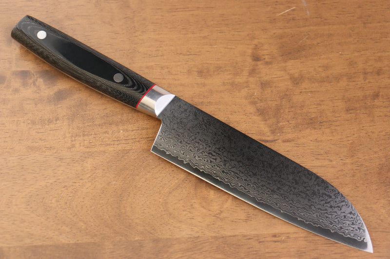 Seisuke Saiun VG10 Damas Santoku  170mm Micarta noir Manipuler - japanny-FR