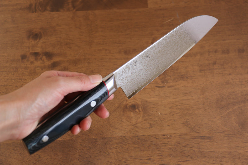 Seisuke Saiun VG10 Damas Santoku  170mm Micarta noir Manipuler - japanny-FR