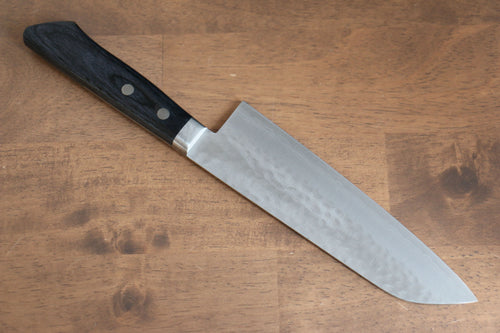 Kunihira Tanryu VG10 Martelé Santoku  170mm bleu marine de pakka noir Manipuler - japanny-FR