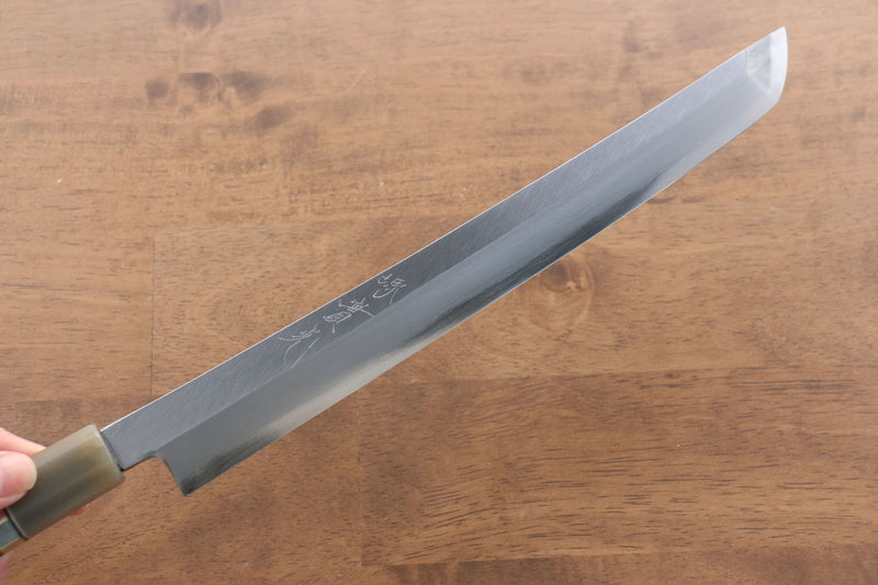 Jikko Shiko Acier Blanc Sakimaru Yanagiba 270mm Manipuler Ebène avec double anneau - japanny-FR