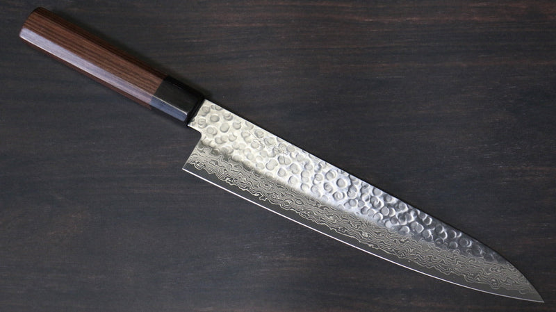 Seisuke AUS10 45 Couche de Damas Gyuto  240mm Shitan Manipuler - japanny-FR