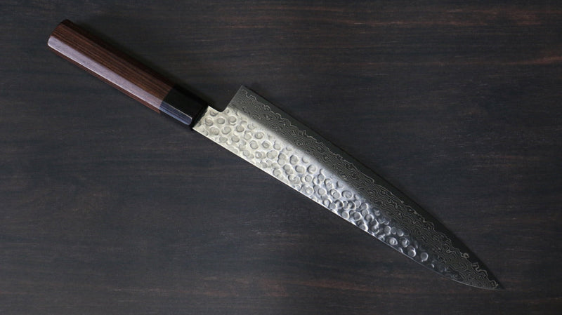 Seisuke AUS10 45 Couche de Damas Gyuto  240mm Shitan Manipuler - japanny-FR