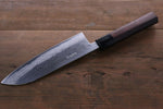 Takayuki Iwai Acier Bleu No.2 Damas Santoku  170mm Shitan Manipuler - japanny-FR