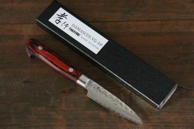 Sakai Takayuki VG10 33 Couche de Damas Petite-utilité  80mm Bois d'acajou Pakka Manipuler - japanny-FR