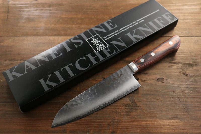 Kanetsune VG1 Martelé Santoku  165mm Acajou Manipuler - japanny-FR