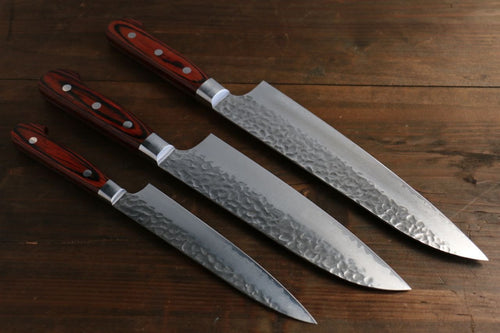 Sakai Takayuki ensemble de couteaux de chef de cuisine japonais Damas Gyuto 210mm, Santoku 180mm et Petty 150mm à 3 couches - japanny-FR