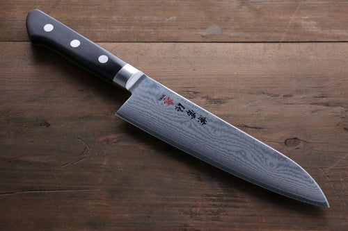 Kanetsune VG10 33-Couches Damas Santoku  180mm Bois de Pakka Manipuler - japanny-FR