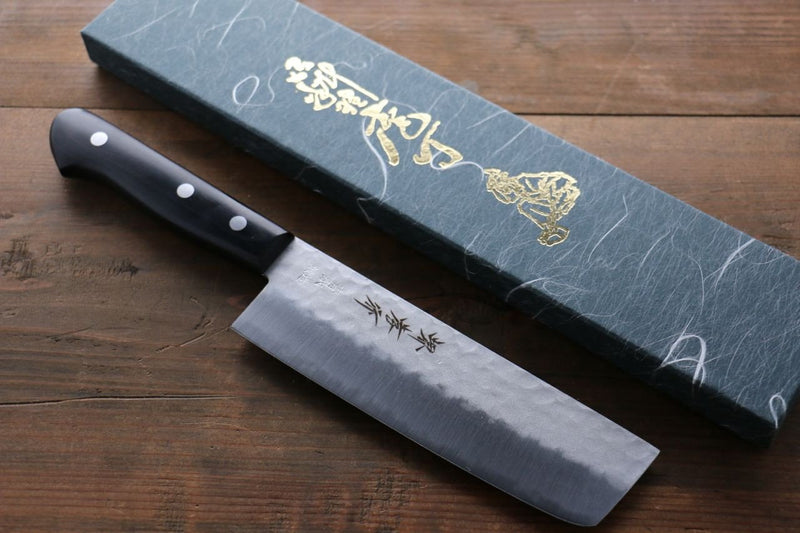 Sakai Takayuki Acier Bleu Martelé 3 couche Nakiri  165mm - japanny-FR