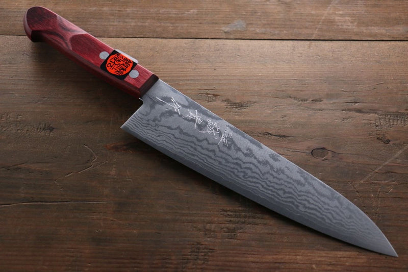 Shigeki Tanaka VG10 17-Couches Damas Gyuto  180mm Bois de pakka rouge Manipuler - japanny-FR