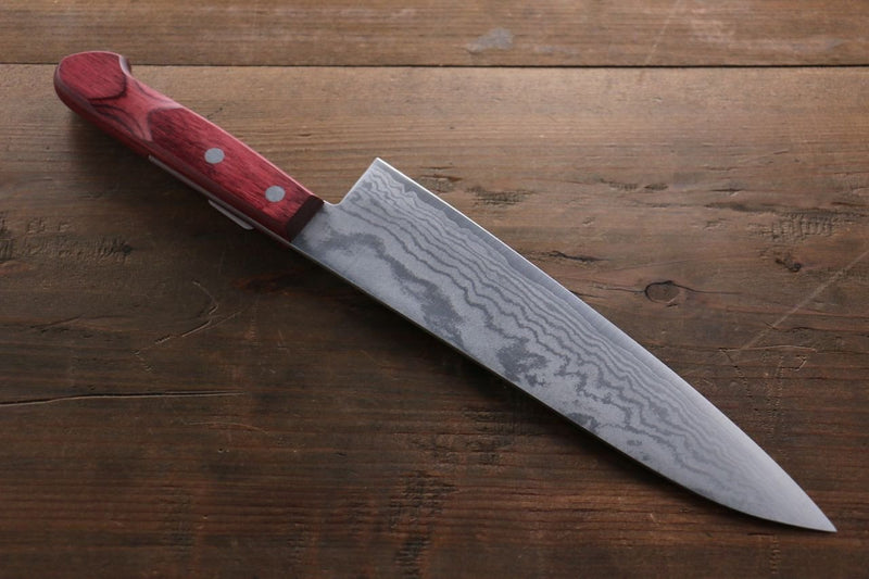 Shigeki Tanaka VG10 17-Couches Damas Gyuto  180mm Bois de pakka rouge Manipuler - japanny-FR