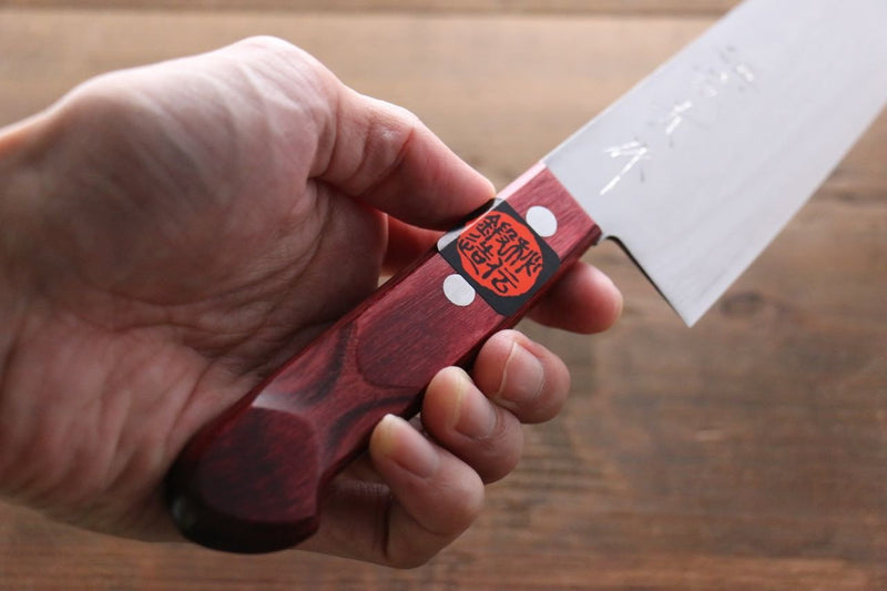 Shigeki Tanaka VG10 17-Couches Damas Gyuto  180mm Bois de pakka rouge Manipuler - japanny-FR