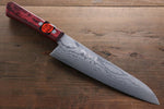 Shigeki Tanaka VG10 17-Couches Damas Gyuto 210mm Manipuler Bois de pakka rouge - japanny-FR