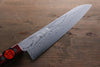 Shigeki Tanaka VG10 17-Couches Damas Gyuto 210mm Manipuler Bois de pakka rouge - japanny-FR