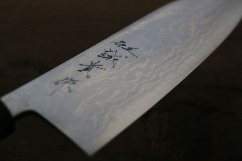 Shigeki Tanaka Acier Bleu No.2 17 Couche de Damas Damas Santoku  165mm Magnolia Manipuler - japanny-FR